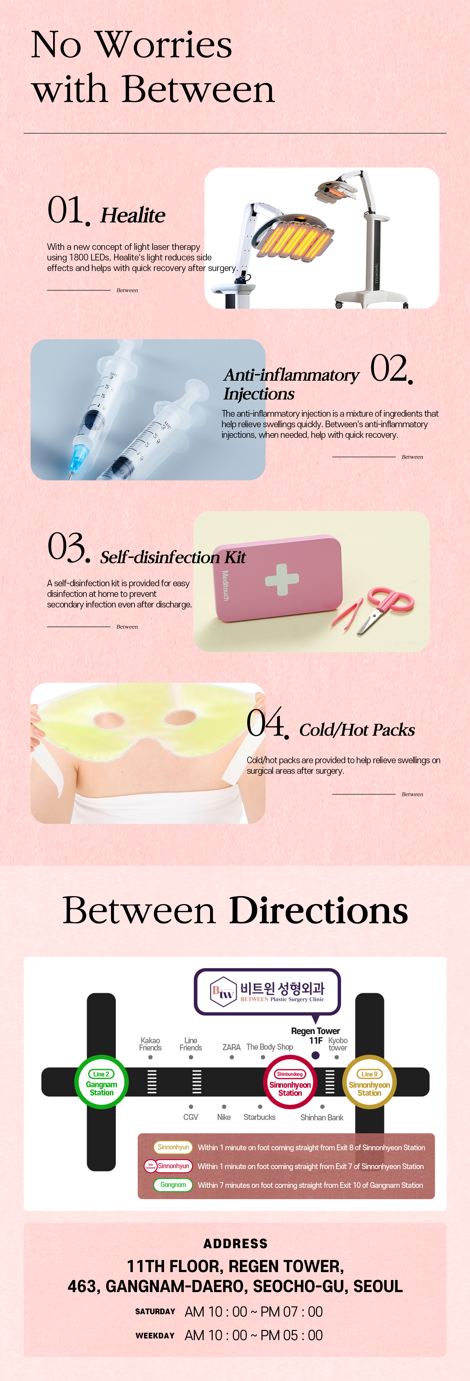 between plastic surgery clinic